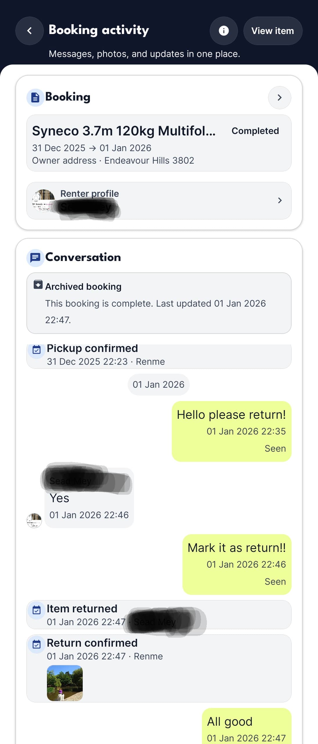 Renme booking activity - chat and coordinate